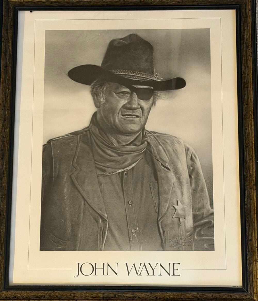 John Wayne True Grit Framed Lithograph 1989 Rooster Cogburn Western Wall Art